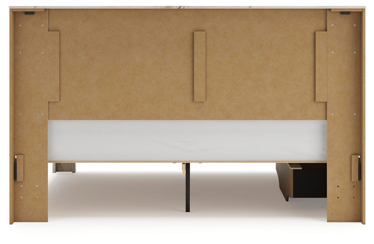 Lawroy King Panel Bed with Storage, Dresser and Mirror