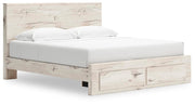 Lawroy King Panel Storage Bed, Dresser, Mirror and Nightstand