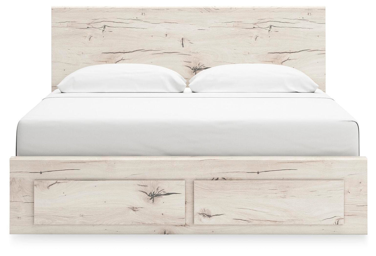 Lawroy King Panel Storage Bed, Dresser, Mirror and Nightstand