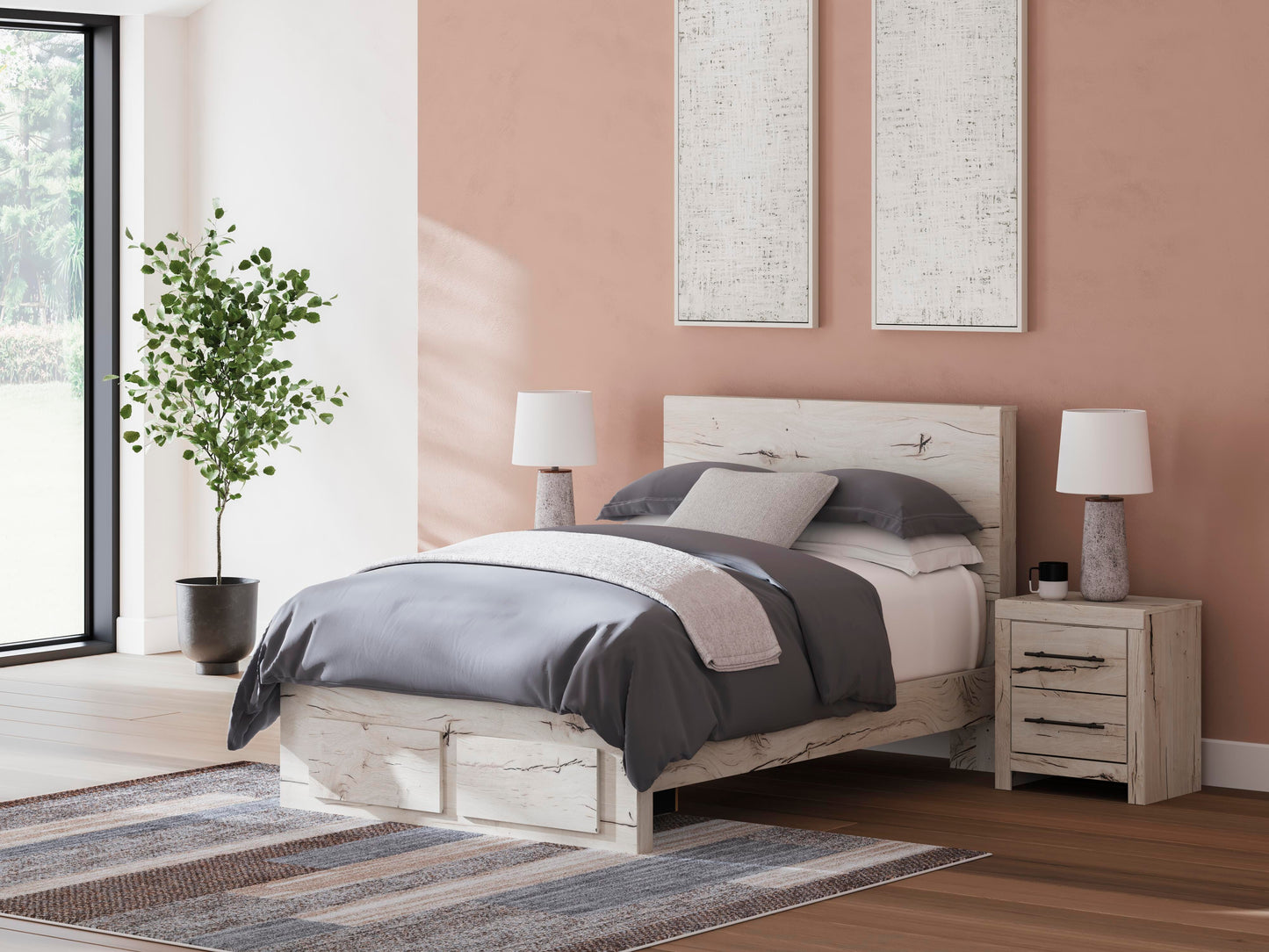 Lawroy Full Panel Storage Bed, Dresser, Mirror and Nightstand