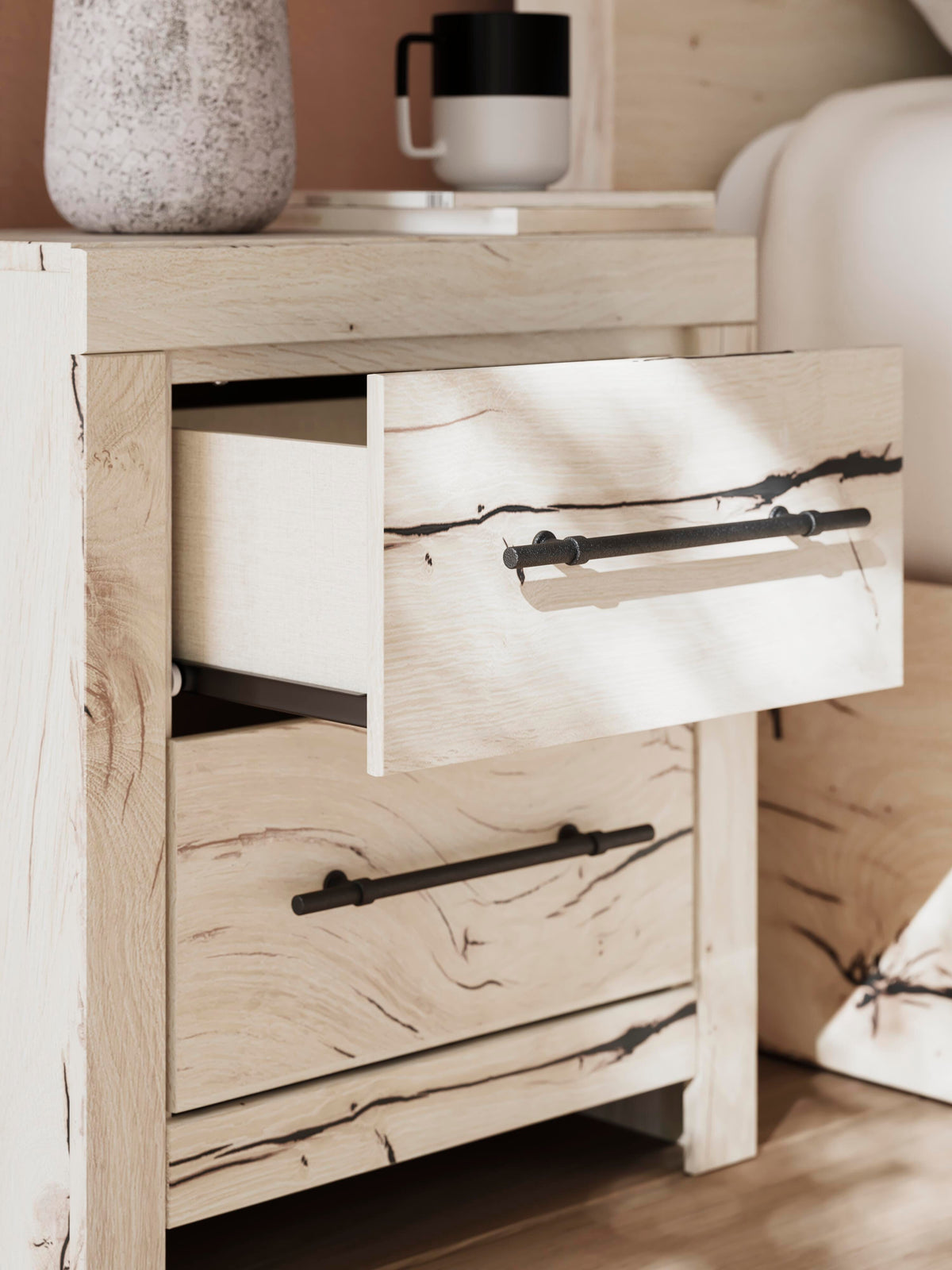 Lawroy Full Panel Storage Bed, Dresser, Mirror and Nightstand