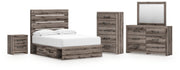 Graystorm Full Panel Bed with Storage, Dresser, Mirror, Chest and Nightstand