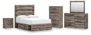 Graystorm Full Panel Storage Bed, Dresser, Mirror, Chest and Nightstand