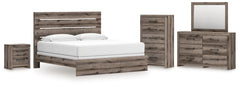 Graystorm King Panel Bed, Dresser, Mirror, Chest and Nightstand