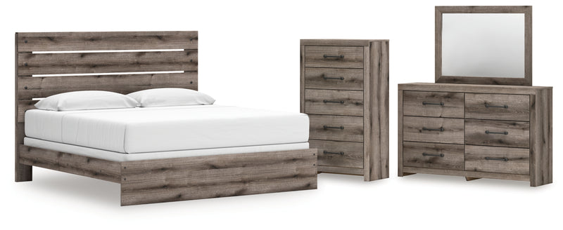 Graystorm King Panel Bed, Dresser, Mirror and Chest