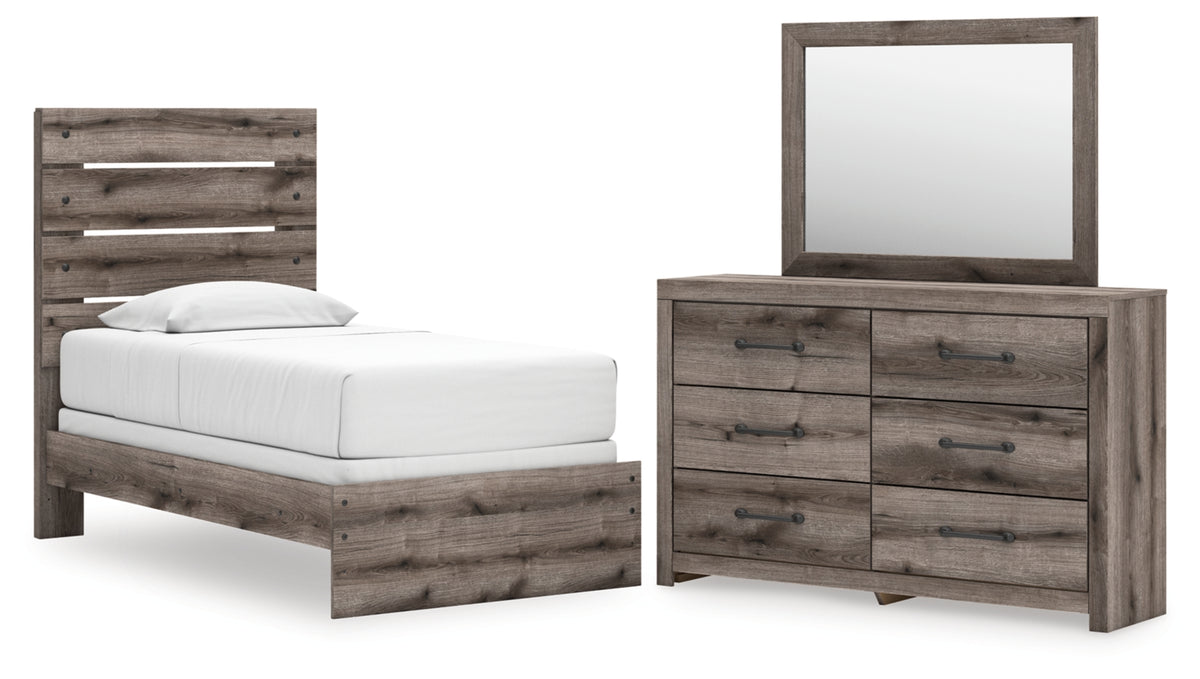 Graystorm Twin Panel Bed, Dresser and Mirror