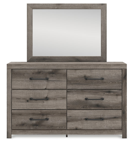 Graystorm Twin Panel Bed with Storage, Dresser, Mirror and Chest