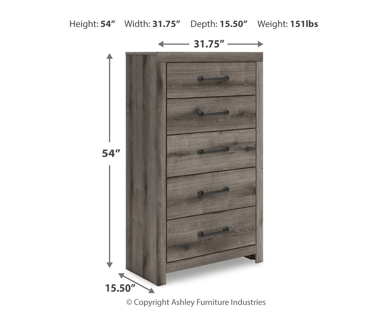 Graystorm Full Panel Bed with Storage, Dresser, Mirror and Chest