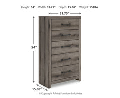 Graystorm Full Panel Bed with Storage, Dresser, Mirror and Chest