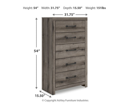 Graystorm Full Panel Bed with Storage, Dresser, Mirror and Chest