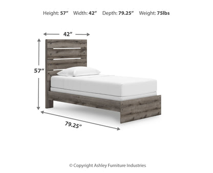 Graystorm Twin Panel Bed, Dresser and Mirror