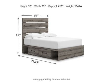 Graystorm Full Panel Bed with Storage, Dresser and Mirror