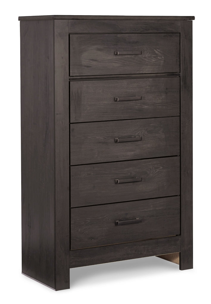 Brinxton Queen/Full Panel Headboard Bed with Mirrored Dresser and Chest