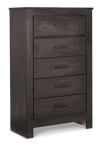 Brinxton Queen/Full Panel Headboard Bed with Mirrored Dresser and Chest
