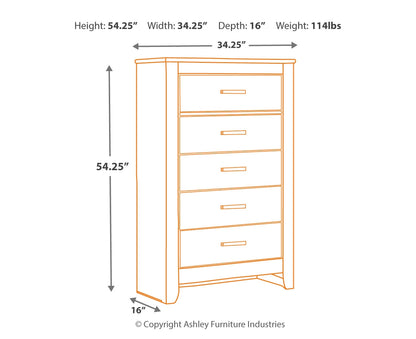 Brinxton Queen/Full Panel Headboard Bed with Mirrored Dresser and Chest