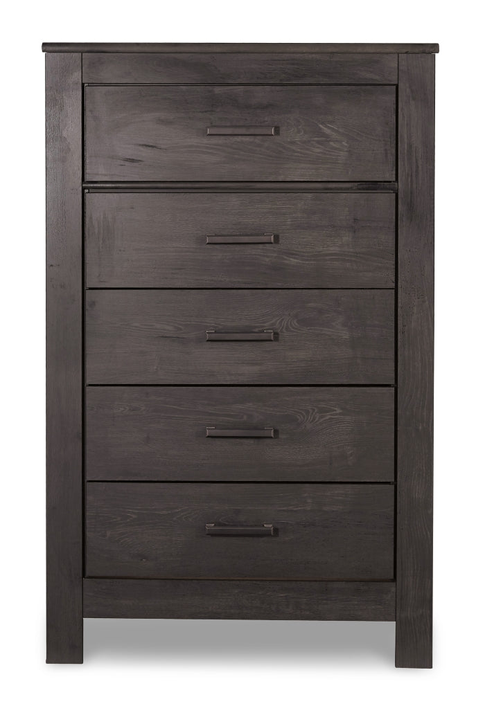 Brinxton Full Panel Headboard Bed with Mirrored Dresser and Chest