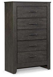 Brinxton King/California King Panel Headboard Bed with Mirrored Dresser and Chest