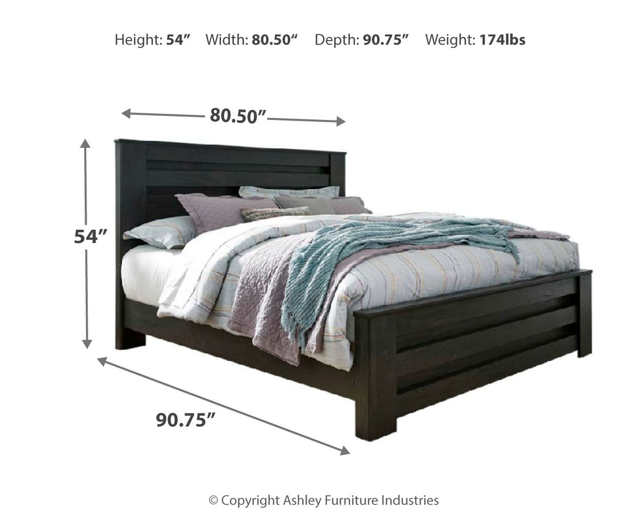 Brinxton King Panel Bed with Mirrored Dresser and Nightstand