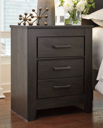Brinxton Queen/Full Panel Headboard Bed with Mirrored Dresser, Chest and Nightstand