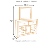 Juararo Queen Poster Bed with Mirrored Dresser