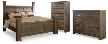 Juararo King Poster Bed, Dresser and Chest