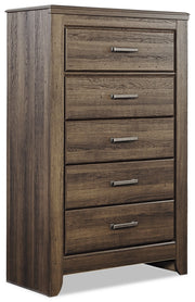 Juararo King/California King Panel Headboard Bed with Mirrored Dresser, Chest and Nightstand