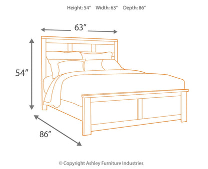 Juararo Queen Panel Bed with Mirrored Dresser