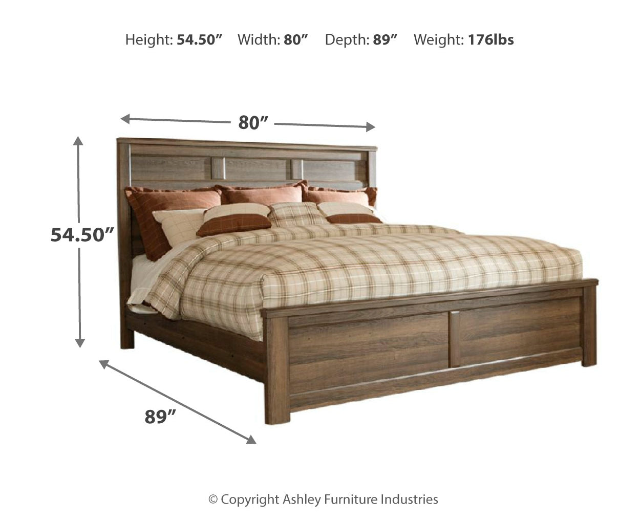 Juararo King Panel Bed with Mirrored Dresser, Chest and Nightstand
