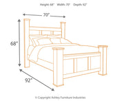 Juararo Queen Poster Bed with Mirrored Dresser