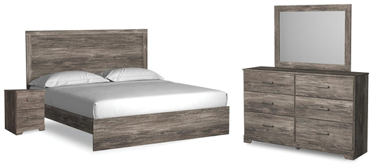 Ralinksi King Panel Bed with Mirrored Dresser and Nightstand