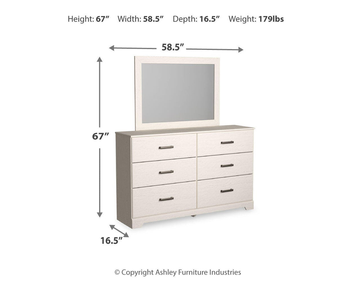 Stelsie King Panel Bed with Mirrored Dresser