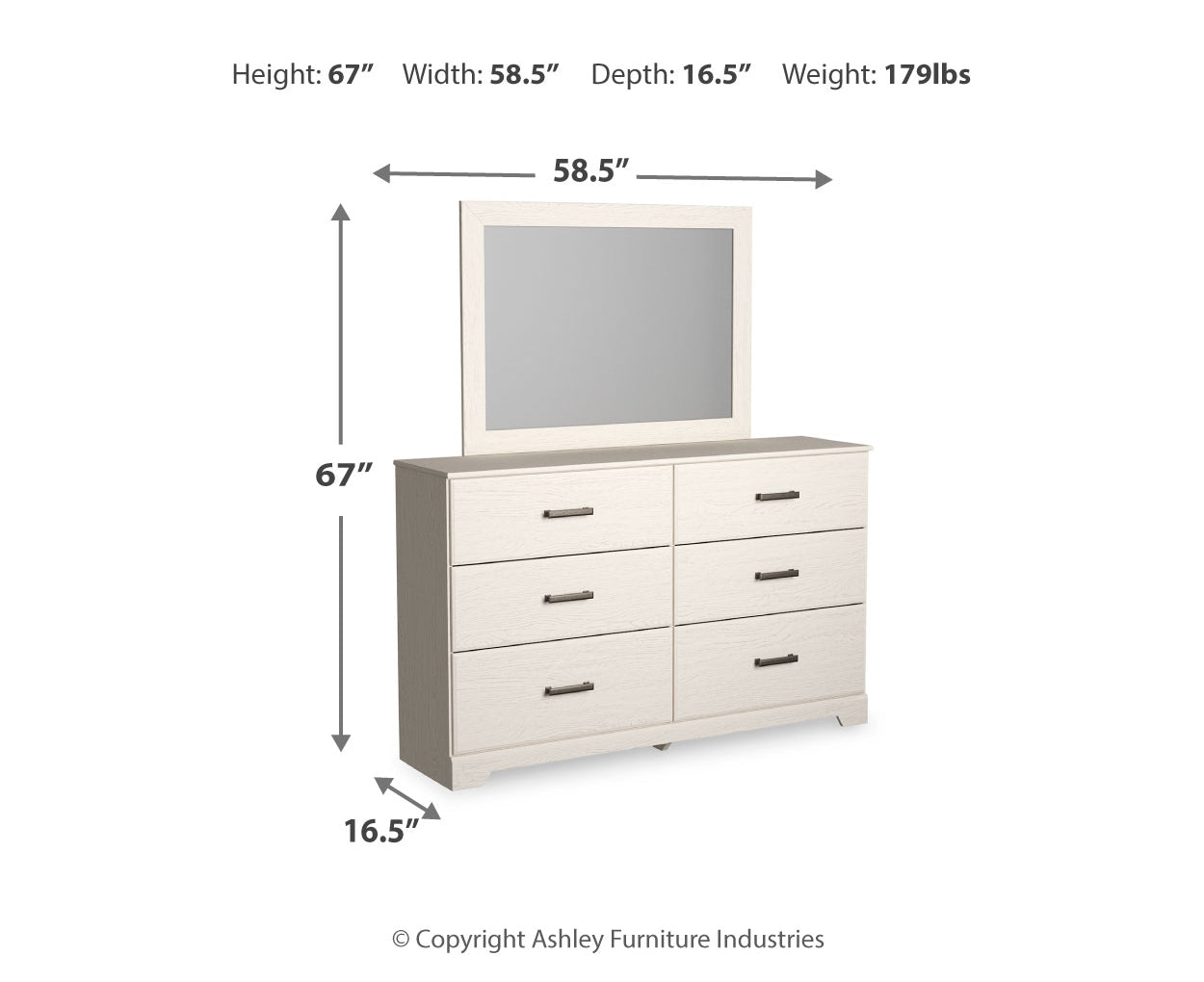 Stelsie Queen Panel Bed with Mirrored Dresser