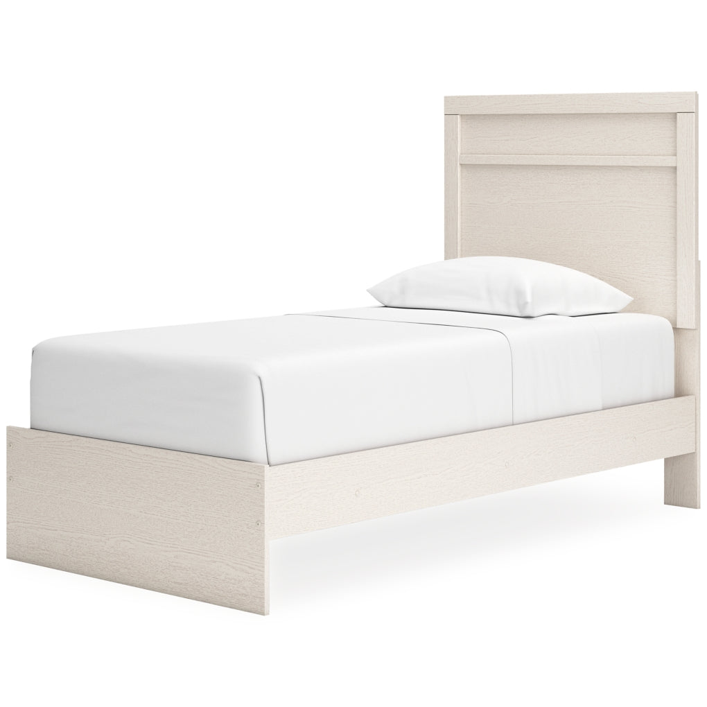 Stelsie Twin Panel Bed with Mirrored Dresser