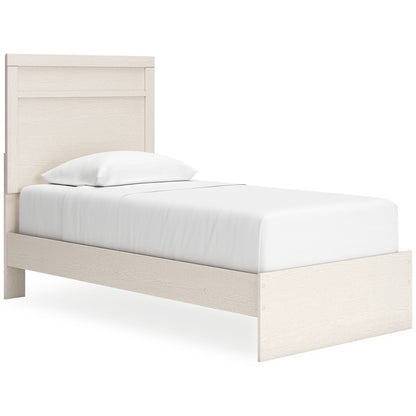 Stelsie Twin Panel Bed with Mirrored Dresser, Chest and Nightstand