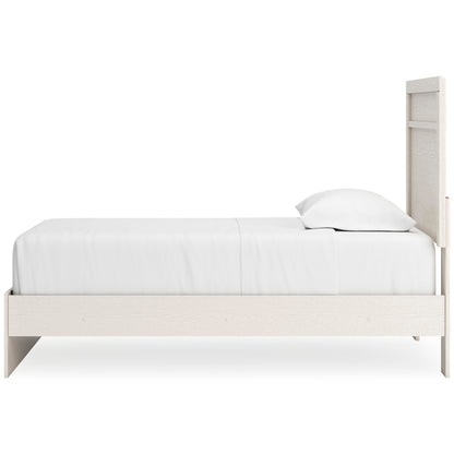 Stelsie Twin Panel Bed with Mirrored Dresser