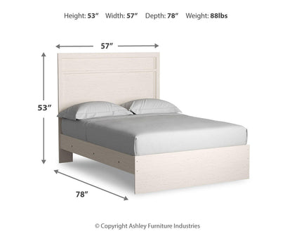 Stelsie Full Panel Bed with Mirrored Dresser and Nightstand