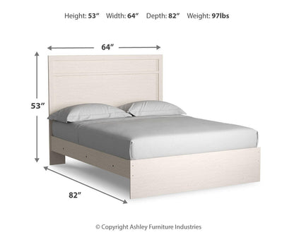 Stelsie Queen Panel Bed with Mirrored Dresser