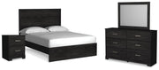 Belachime Queen Panel Bed with Mirrored Dresser and Nightstand