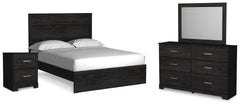 Belachime Queen Panel Bed with Mirrored Dresser and Nightstand
