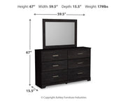 Belachime Full Panel Bed with Mirrored Dresser and Nightstand