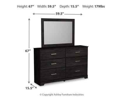 Belachime Full Panel Bed with Mirrored Dresser and Nightstand