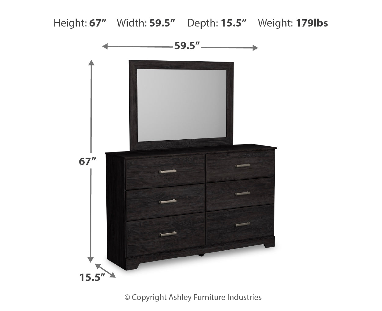 Belachime Queen Panel Bed with Mirrored Dresser