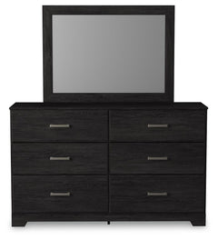 Belachime King Panel Bed with Mirrored Dresser and Nightstand