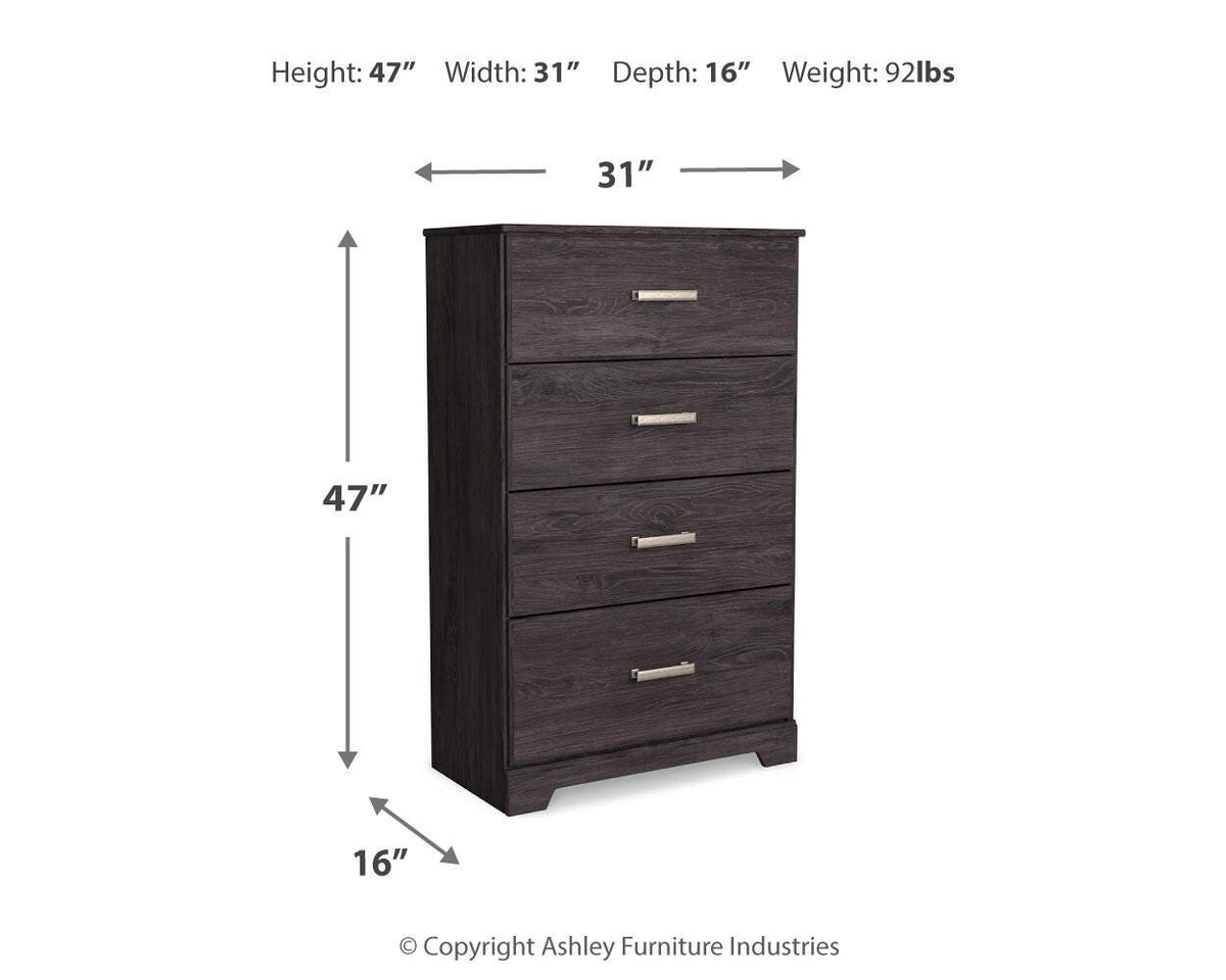 Belachime King Panel Bed with Mirrored Dresser, Chest and Nightstand