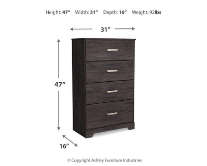 Belachime King Panel Bed with Mirrored Dresser, Chest and Nightstand