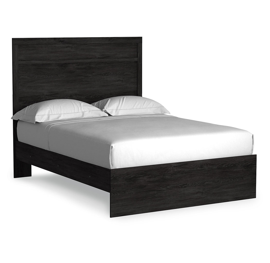 Belachime Full Panel Bed with Mirrored Dresser and Nightstand