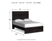 Belachime Full Panel Bed with Mirrored Dresser and Nightstand
