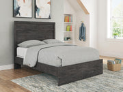 Belachime Full Panel Bed with Mirrored Dresser and Nightstand
