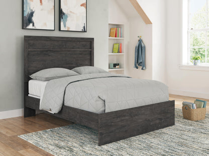 Belachime Full Panel Bed with Mirrored Dresser and Nightstand