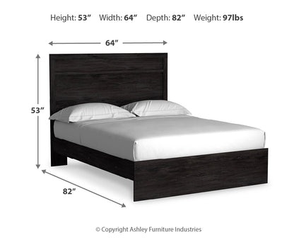 Belachime Queen Panel Bed with Mirrored Dresser